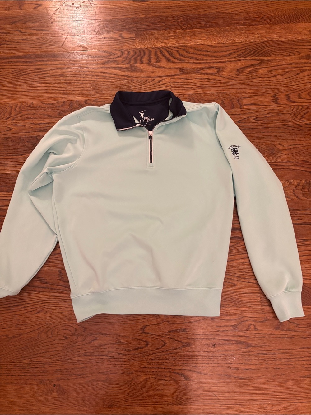 Fairway & Greene Mint Green Quarter-Zip Pullover with Navy Collar